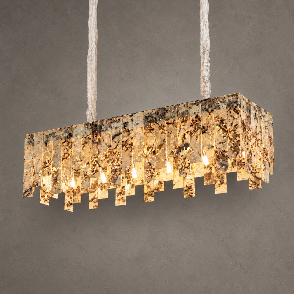 Modern Snowcrest White Luxury stone Linear Chandelier