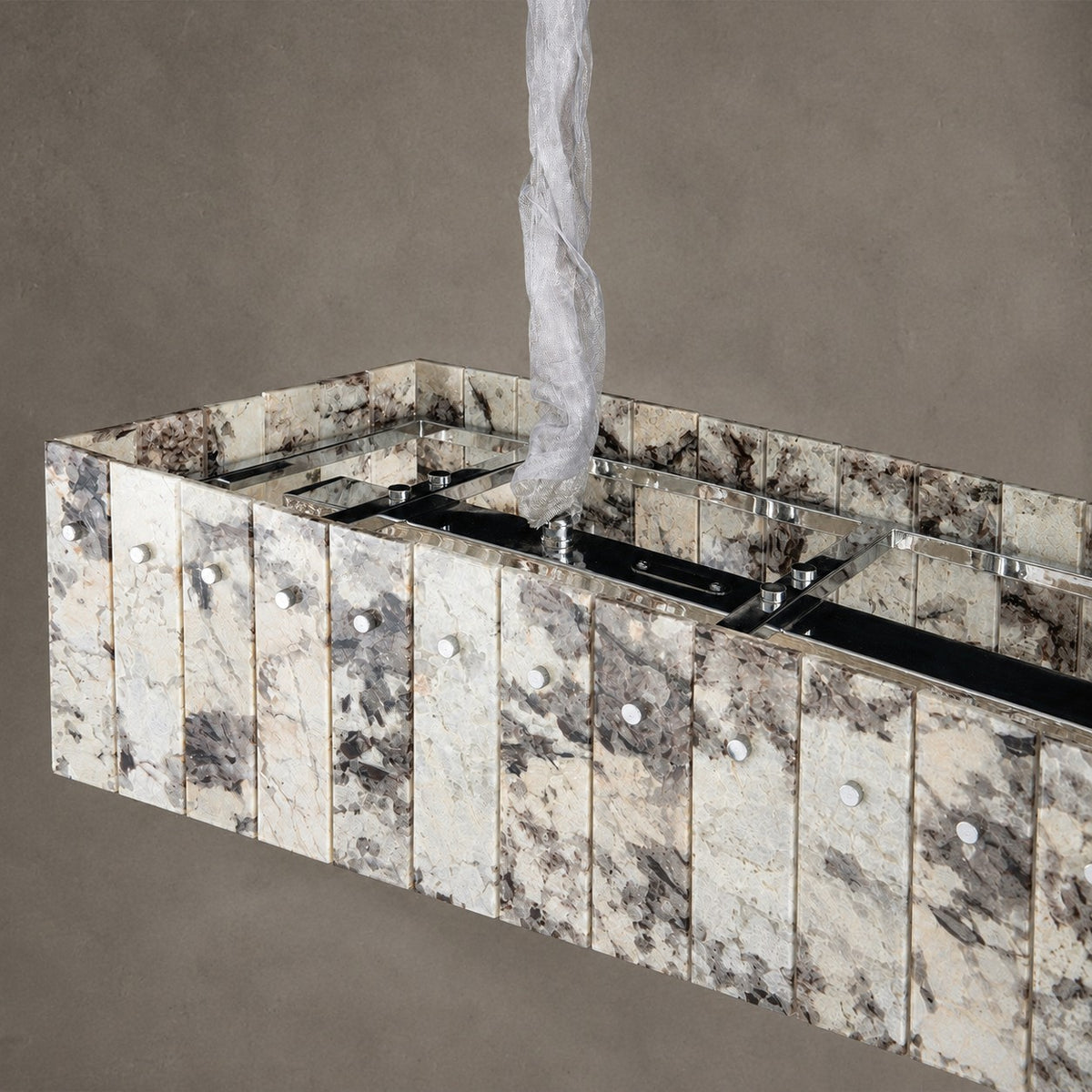 Modern Snowcrest White Luxury stone Linear Chandelier