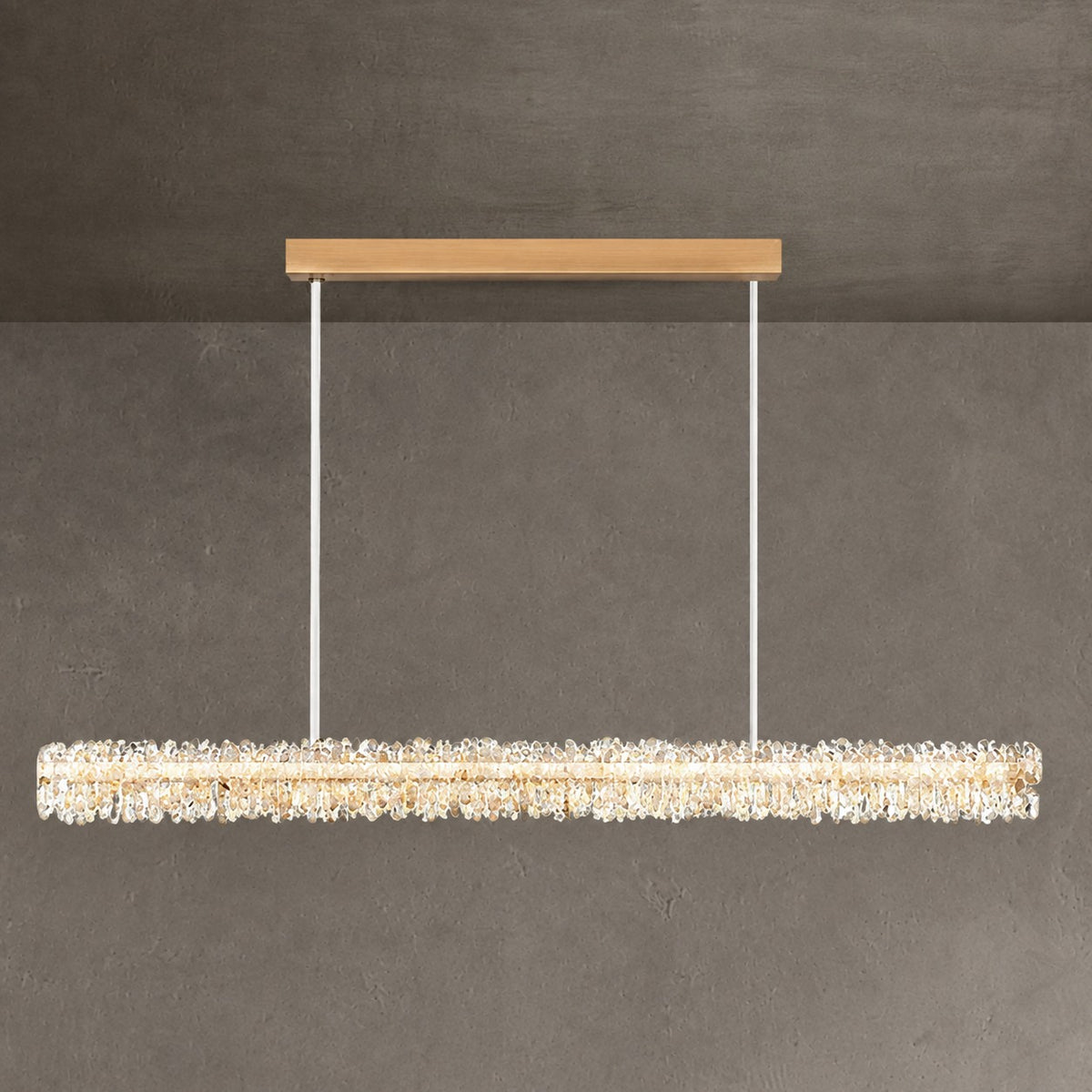 Modern Style Linear Natural Crystal Chandelier