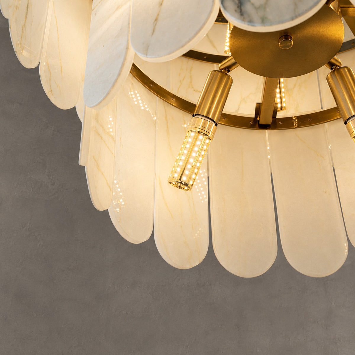 Modern Three-Tier Emerald White Jade Luxury Marble Chandelier
