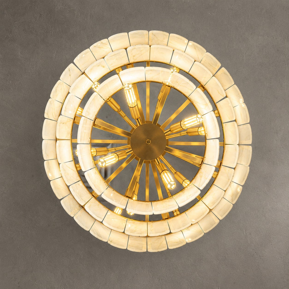Modern Three-Tier Emerald White Jade Luxury Marble Chandelier