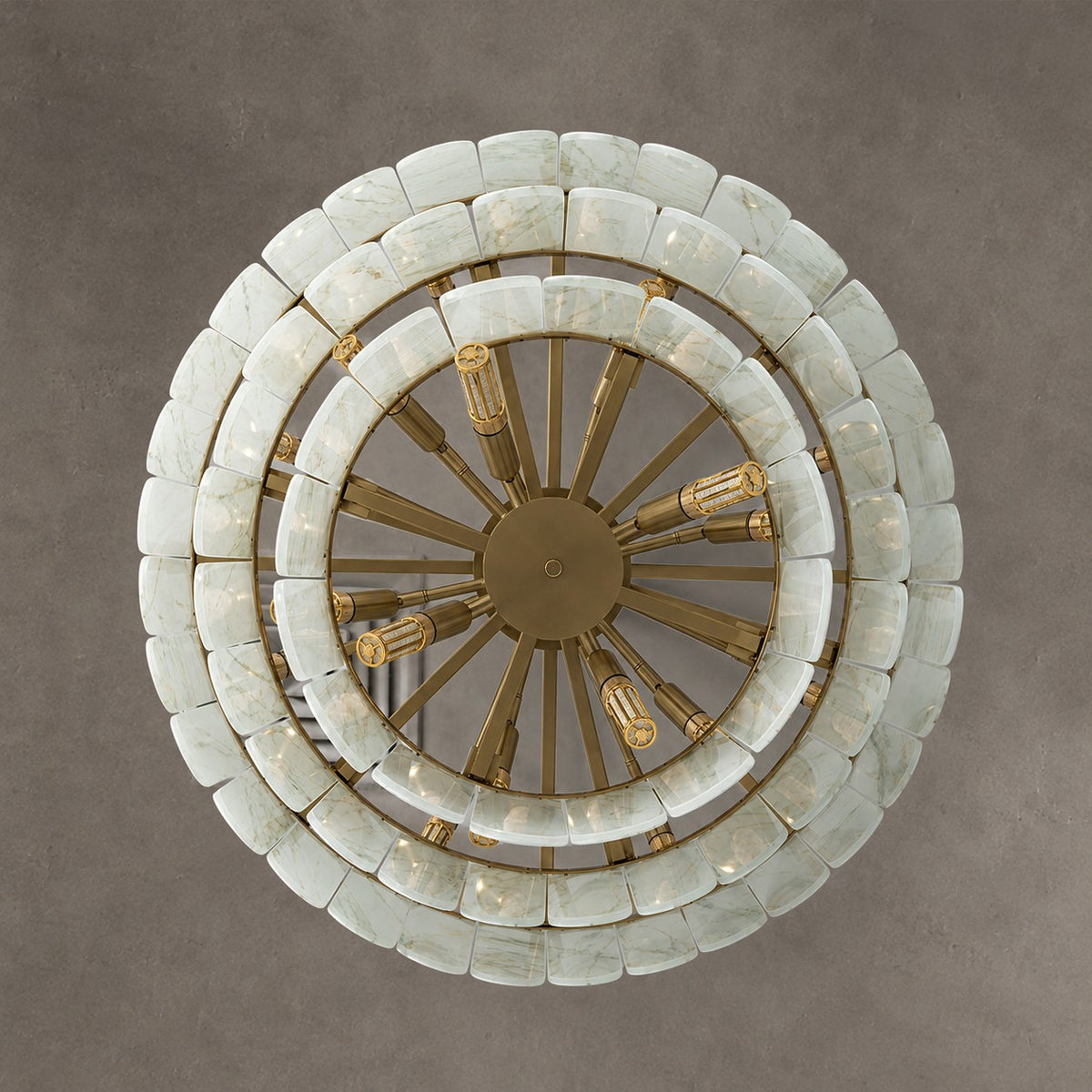 Modern Three-Tier Emerald White Jade Luxury Marble Chandelier