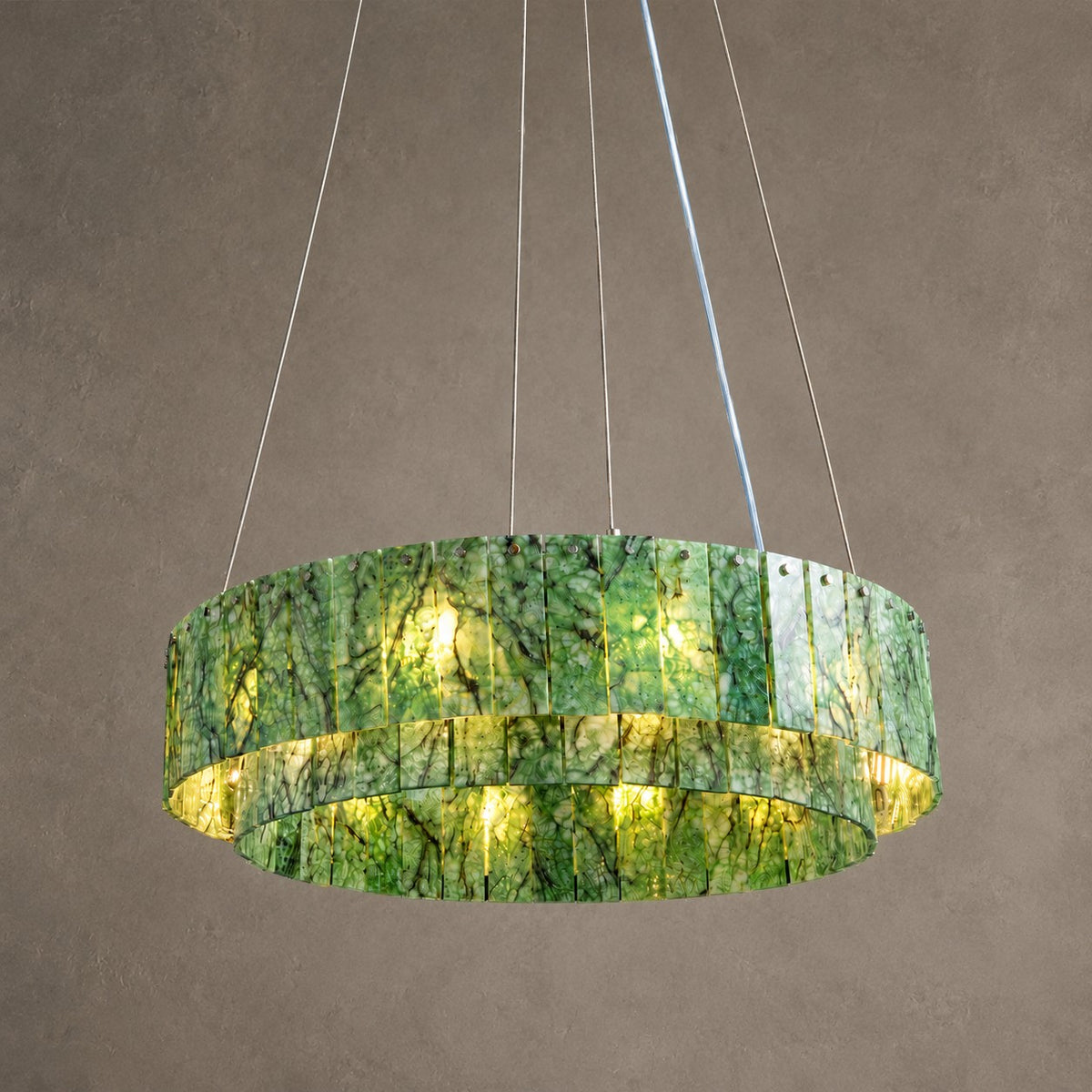 Modern Two-Tier Luxury Stone Round Chandelier
