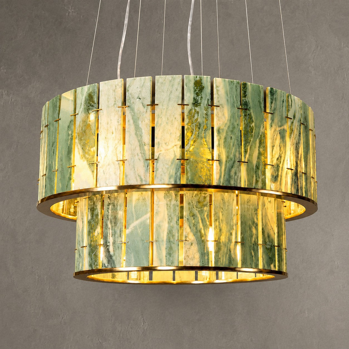 Modern Two-Tier Luxury Stone Round Chandelier