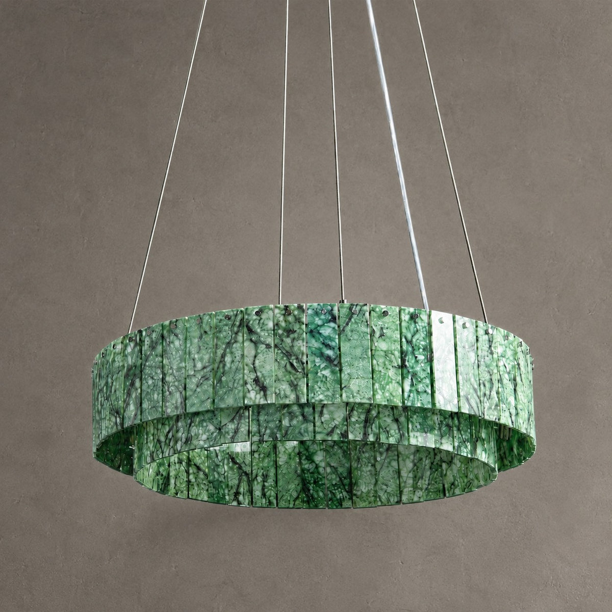 Modern Two-Tier Luxury Stone Round Chandelier