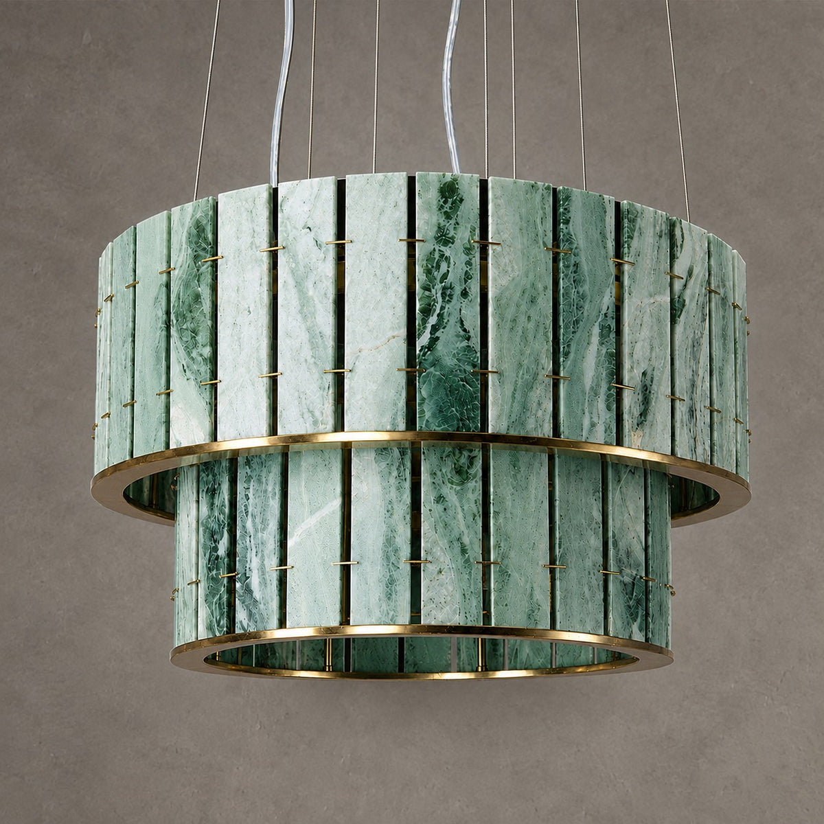 Modern Two-Tier Luxury Stone Round Chandelier