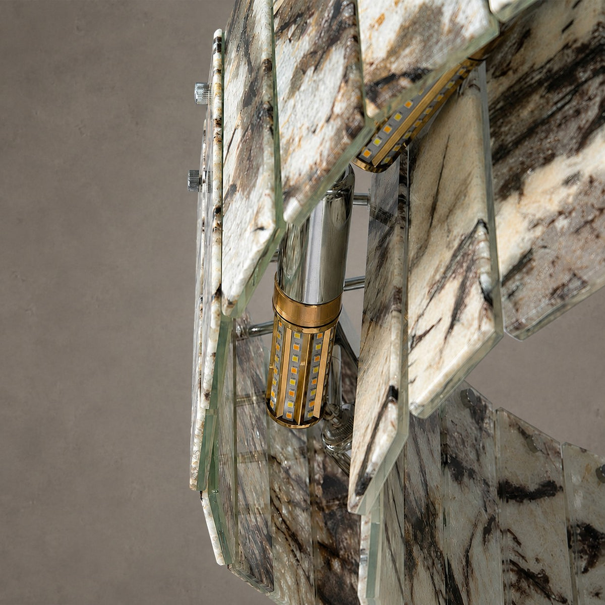 Modern Two-Tier Luxury Stone Round Chandelier