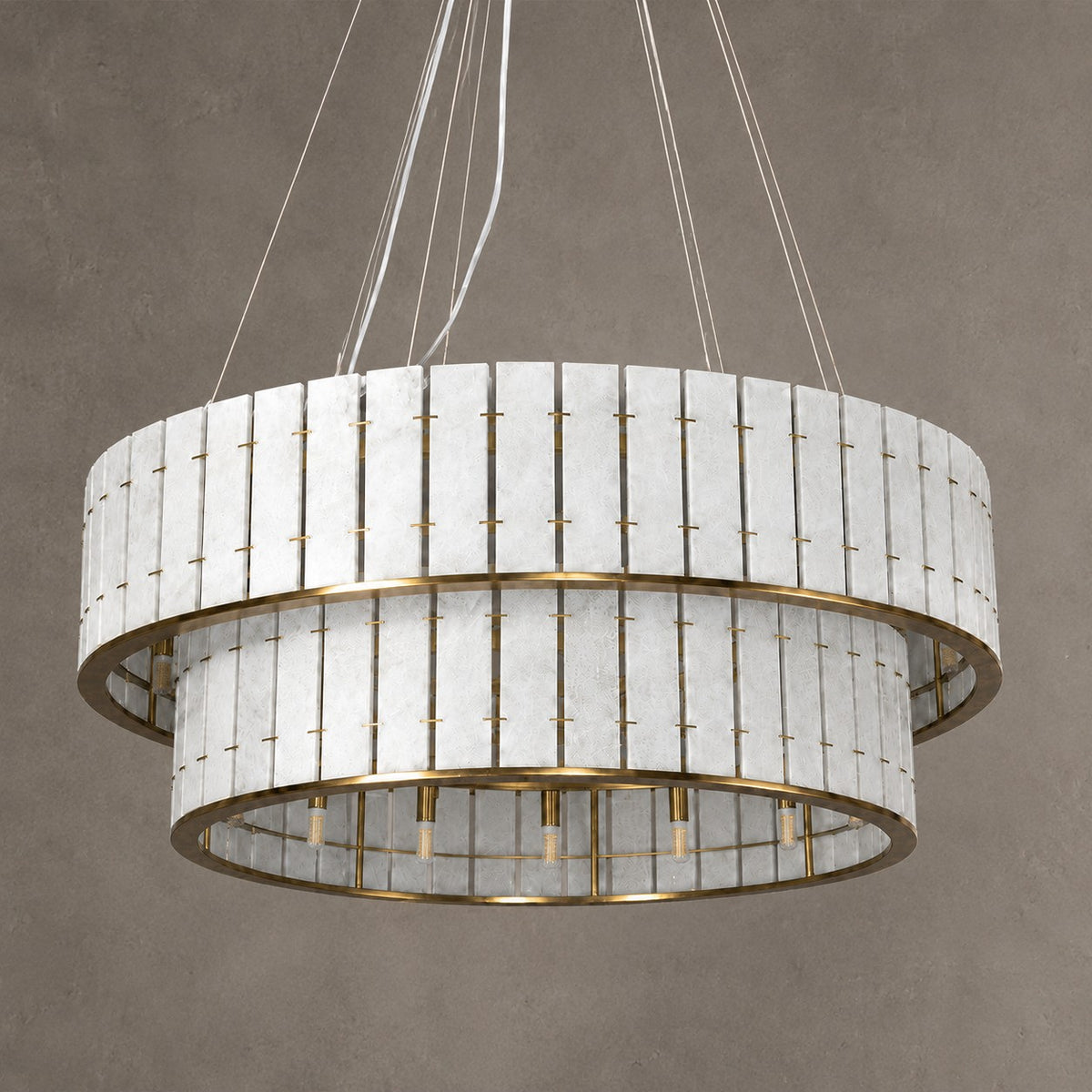 Modern Two-Tier Luxury Stone Round Chandelier