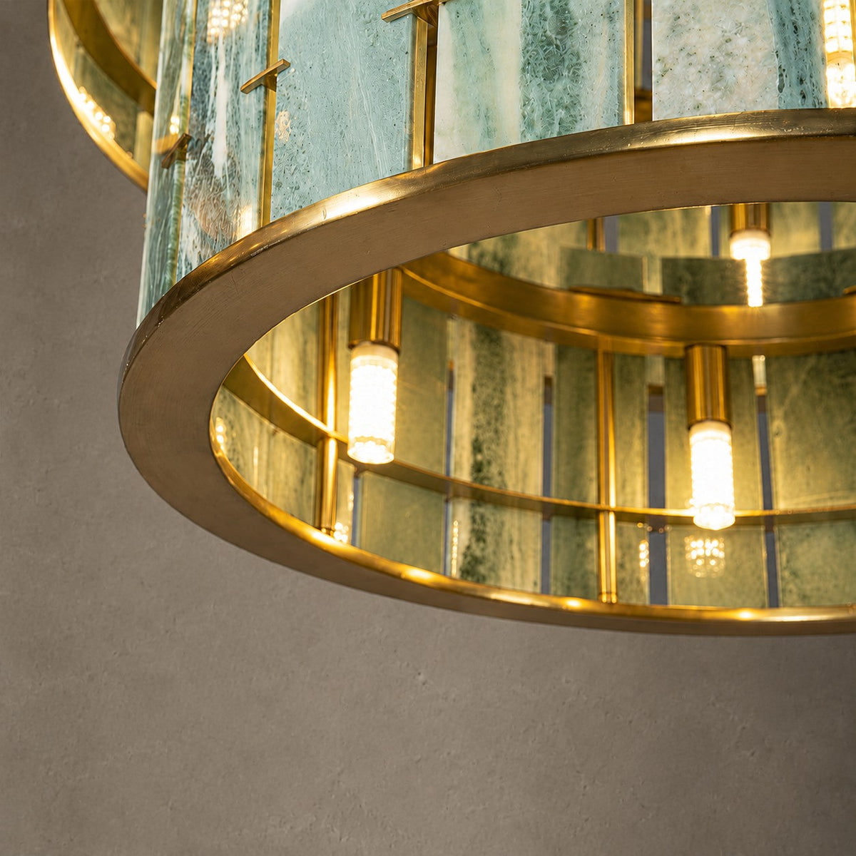 Modern Two-Tier Luxury Stone Round Chandelier