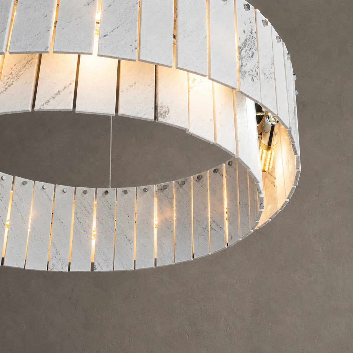 Modern Two-Tier Luxury Stone Round Chandelier