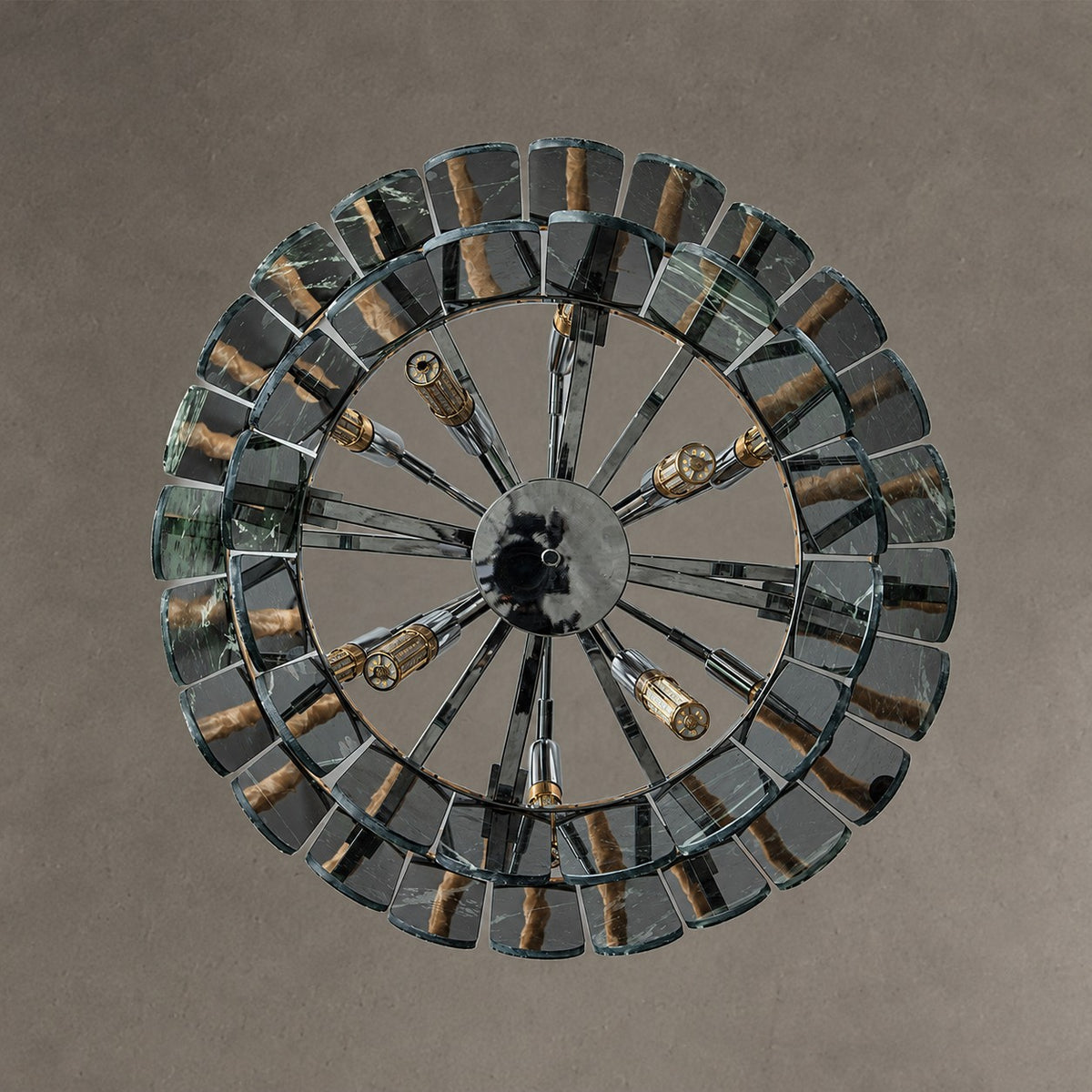Modern Two-Tier Prada Green Luxury stone Chandelier