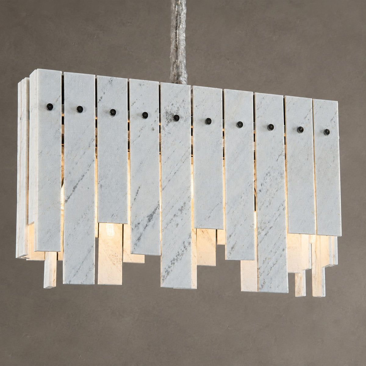 Modern Yugoslav White Luxury Stone Linear Chandelier
