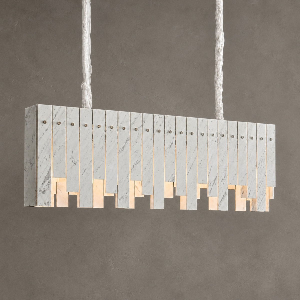 Modern Yugoslav White Luxury Stone Linear Chandelier