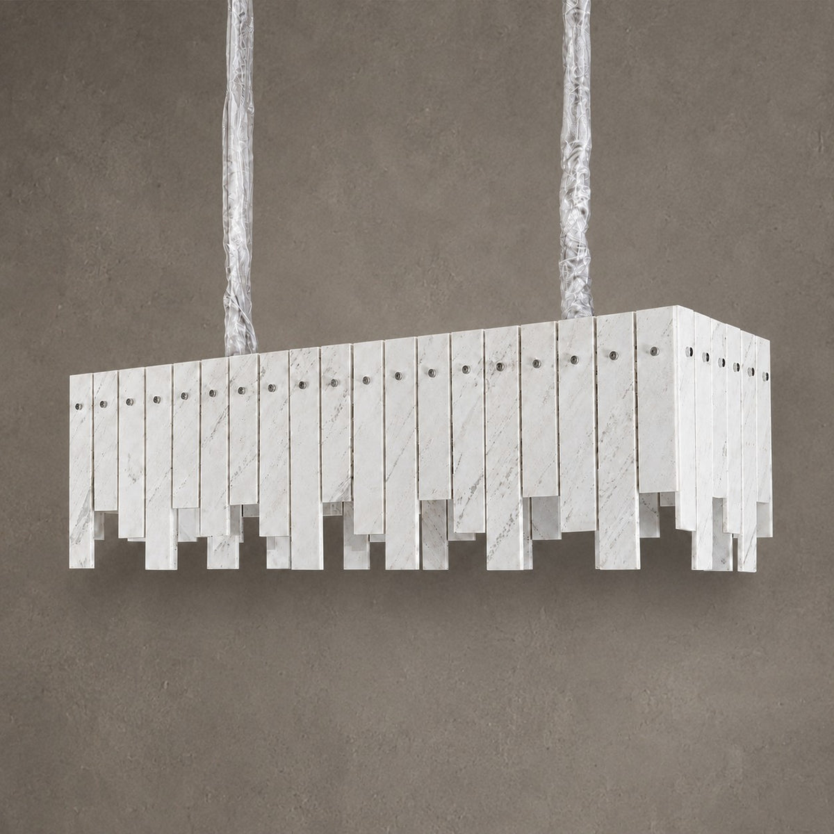 Modern Yugoslav White Luxury Stone Linear Chandelier