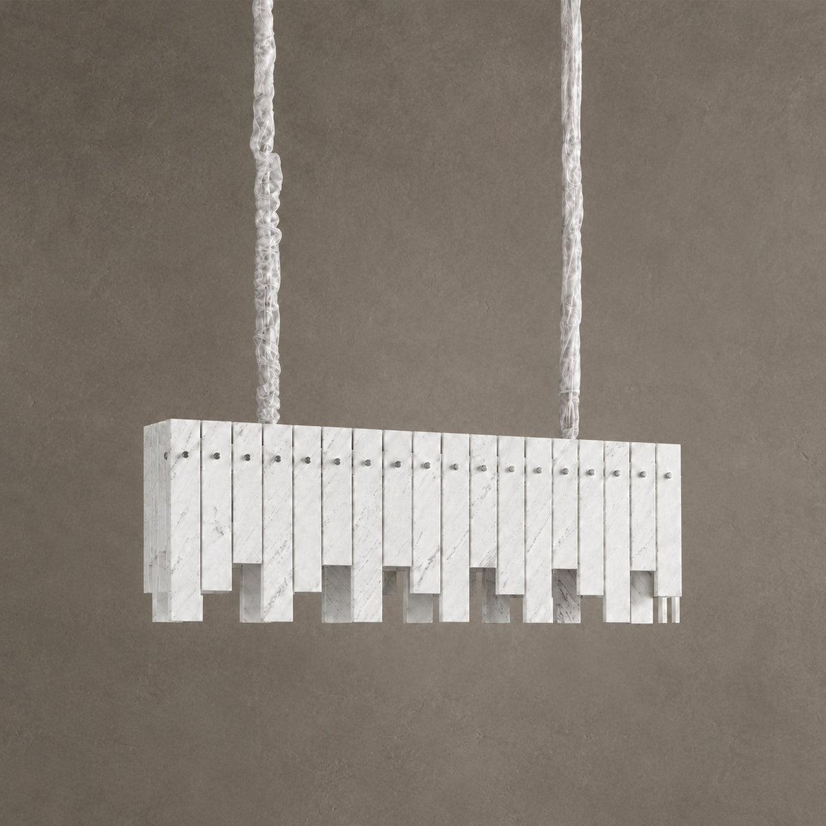 Modern Yugoslav White Luxury Stone Linear Chandelier
