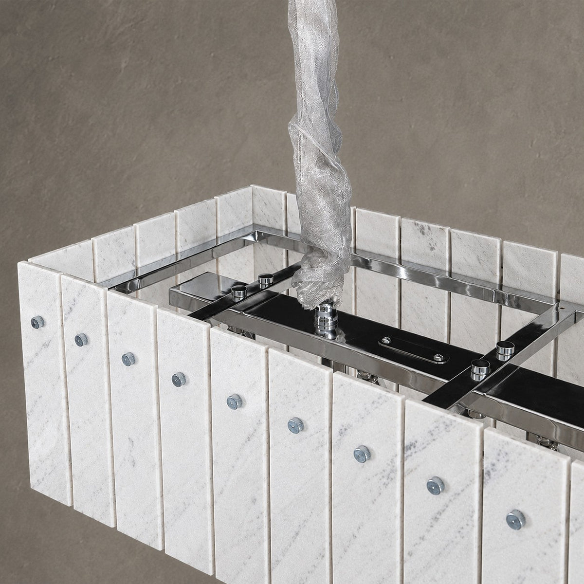 Modern Yugoslav White Luxury Stone Linear Chandelier