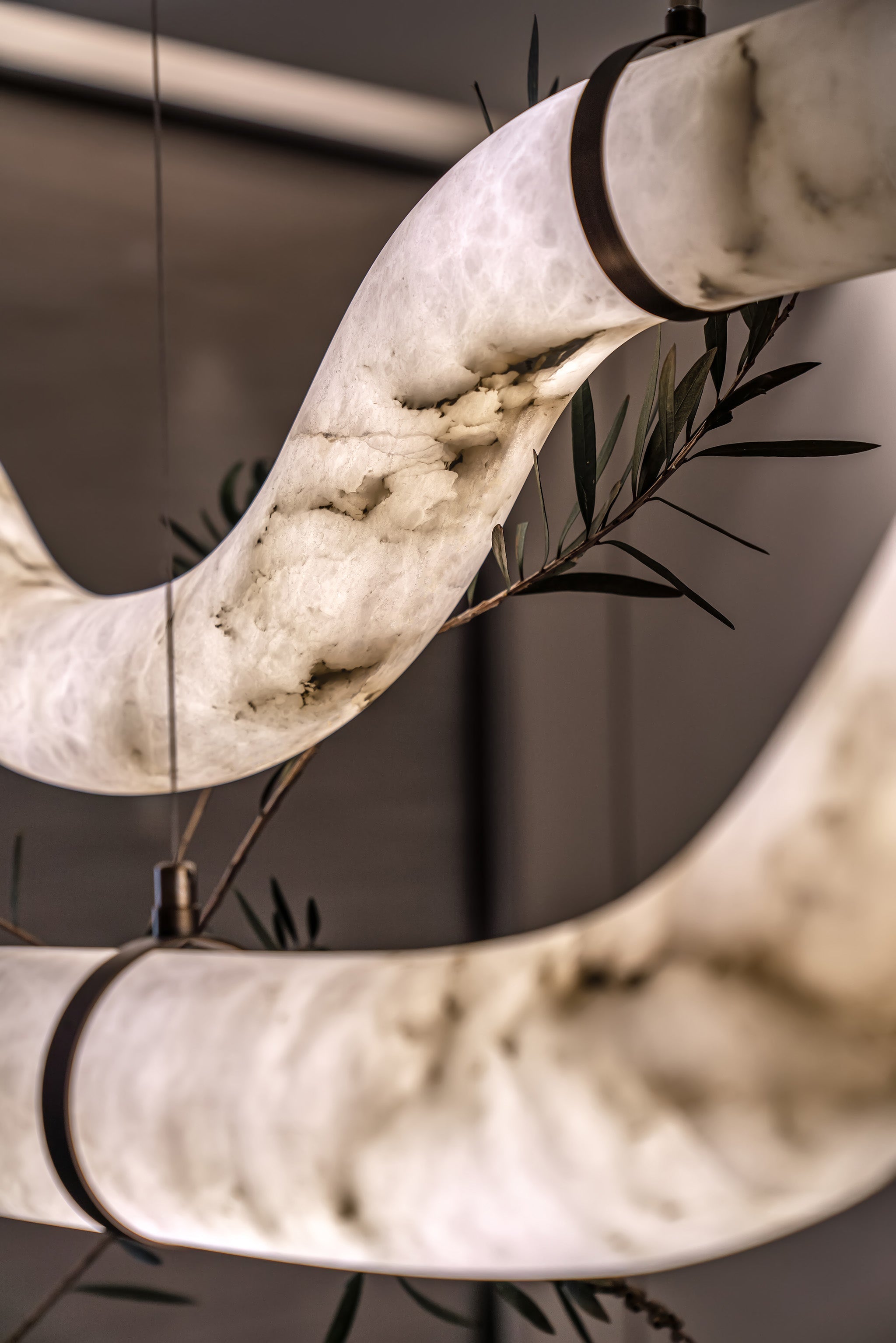 Minimalist Long Cord Ceiling Pendant Alabaster Lighting