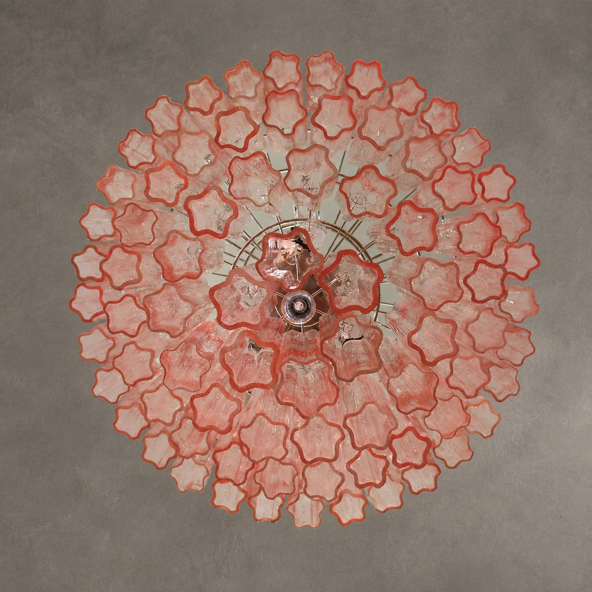 Murano Pink Glass Tube Chandelier 78-Light