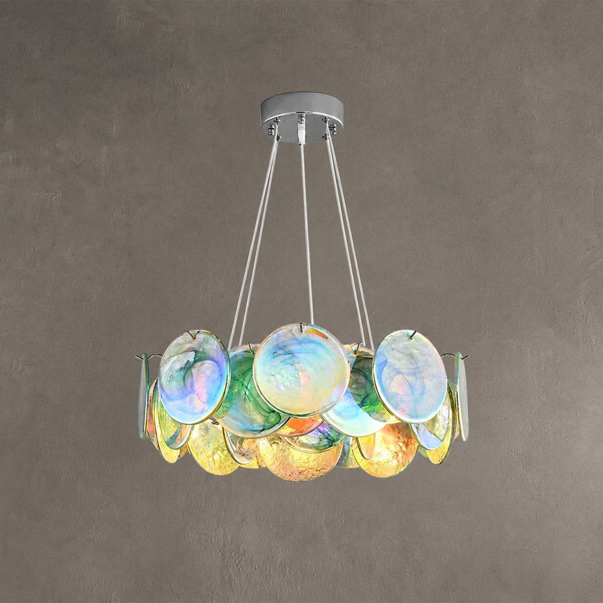 Murano Swirl Glass Disc Chandelier