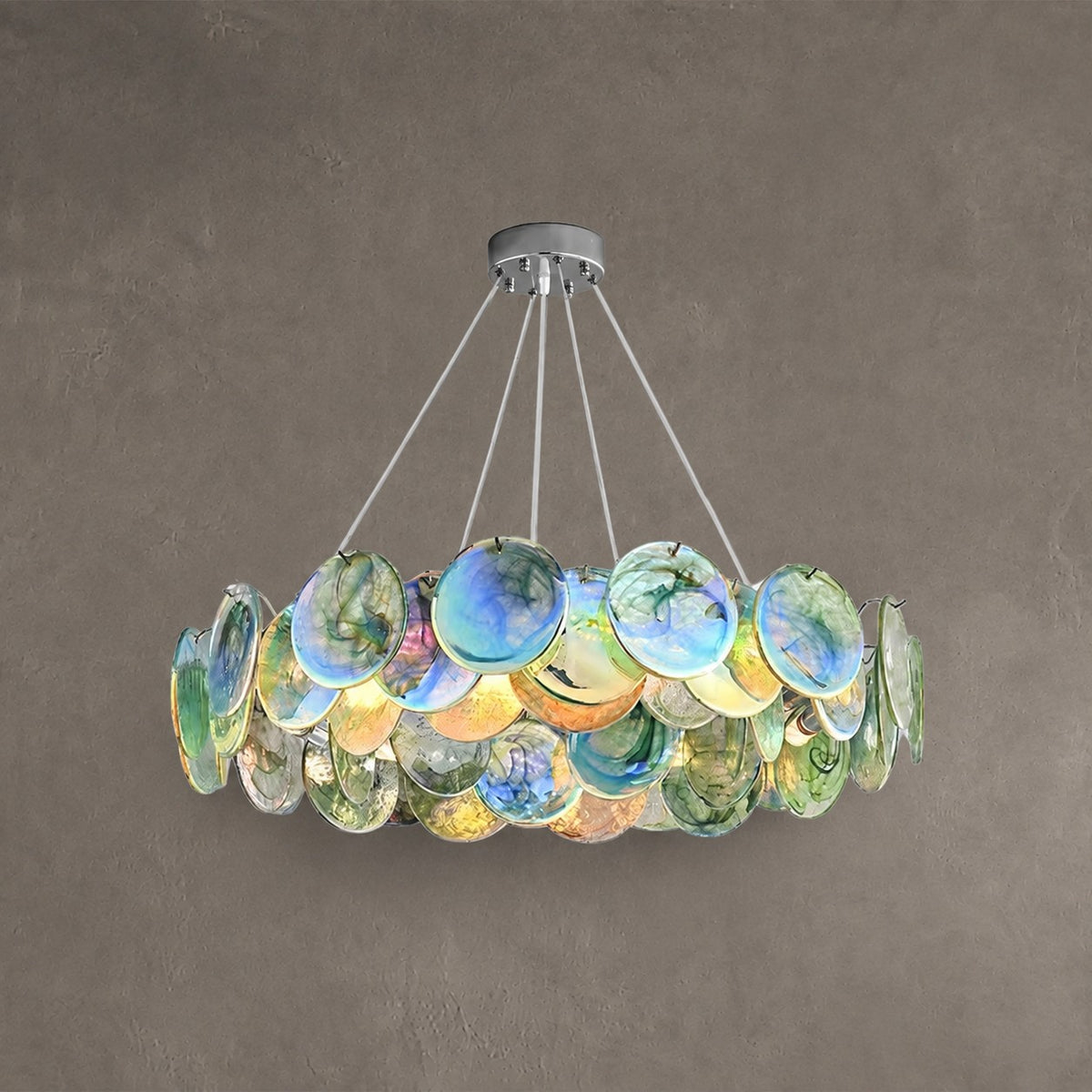 Murano Swirl Glass Disc Chandelier