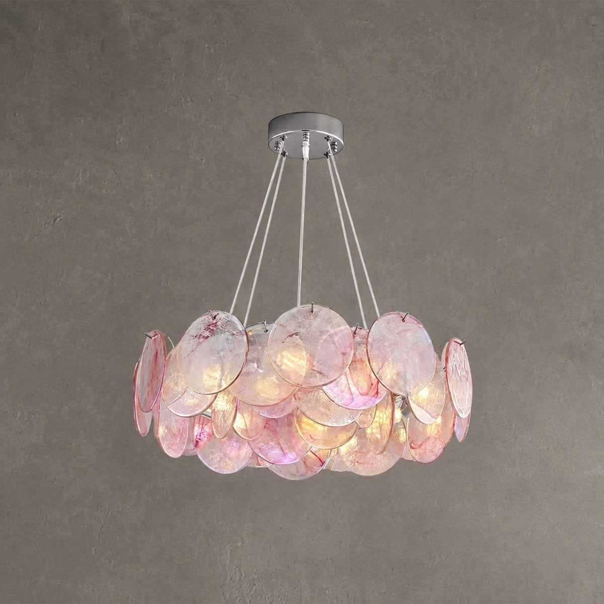 Murano Swirl Glass Disc Chandelier