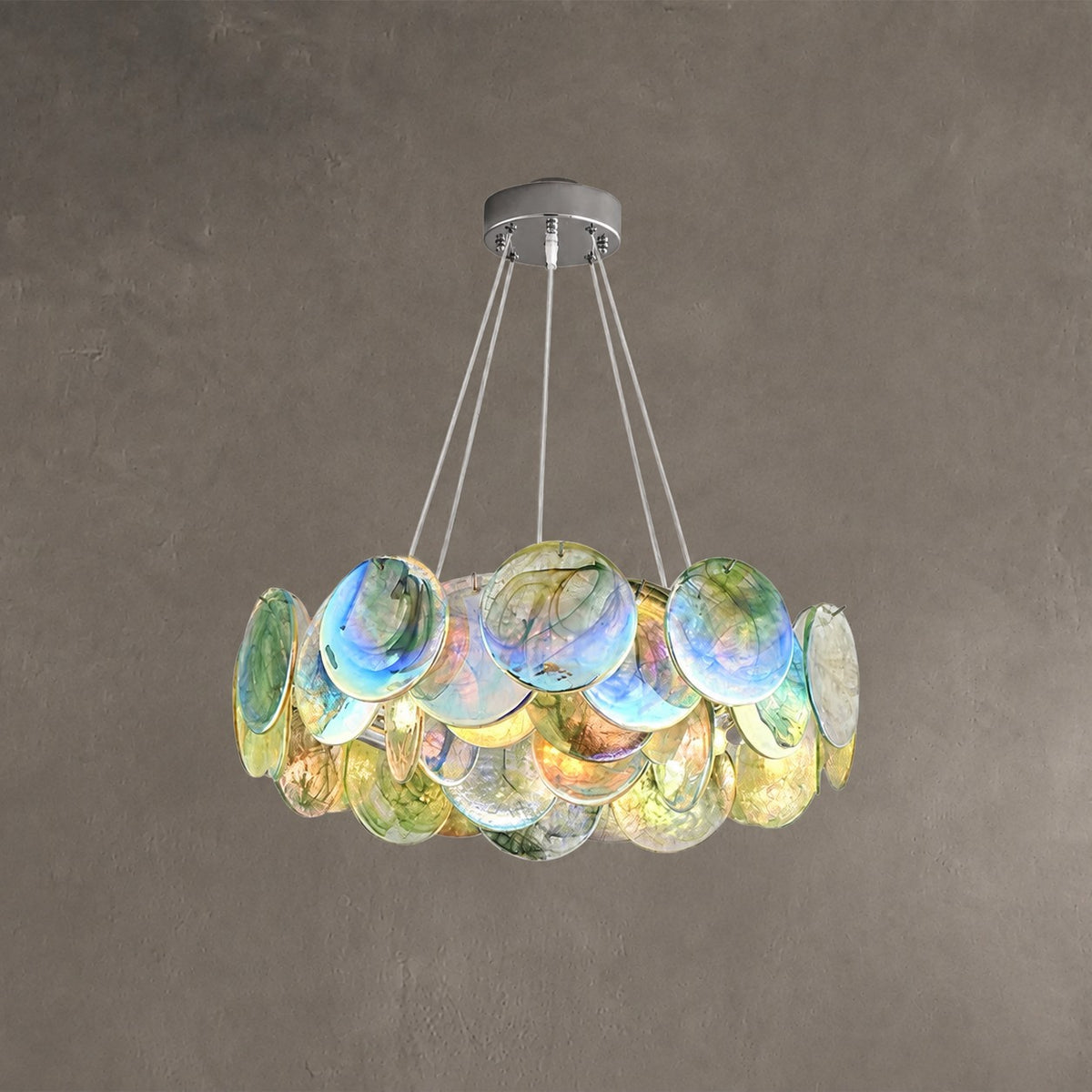 Murano Swirl Glass Disc Chandelier