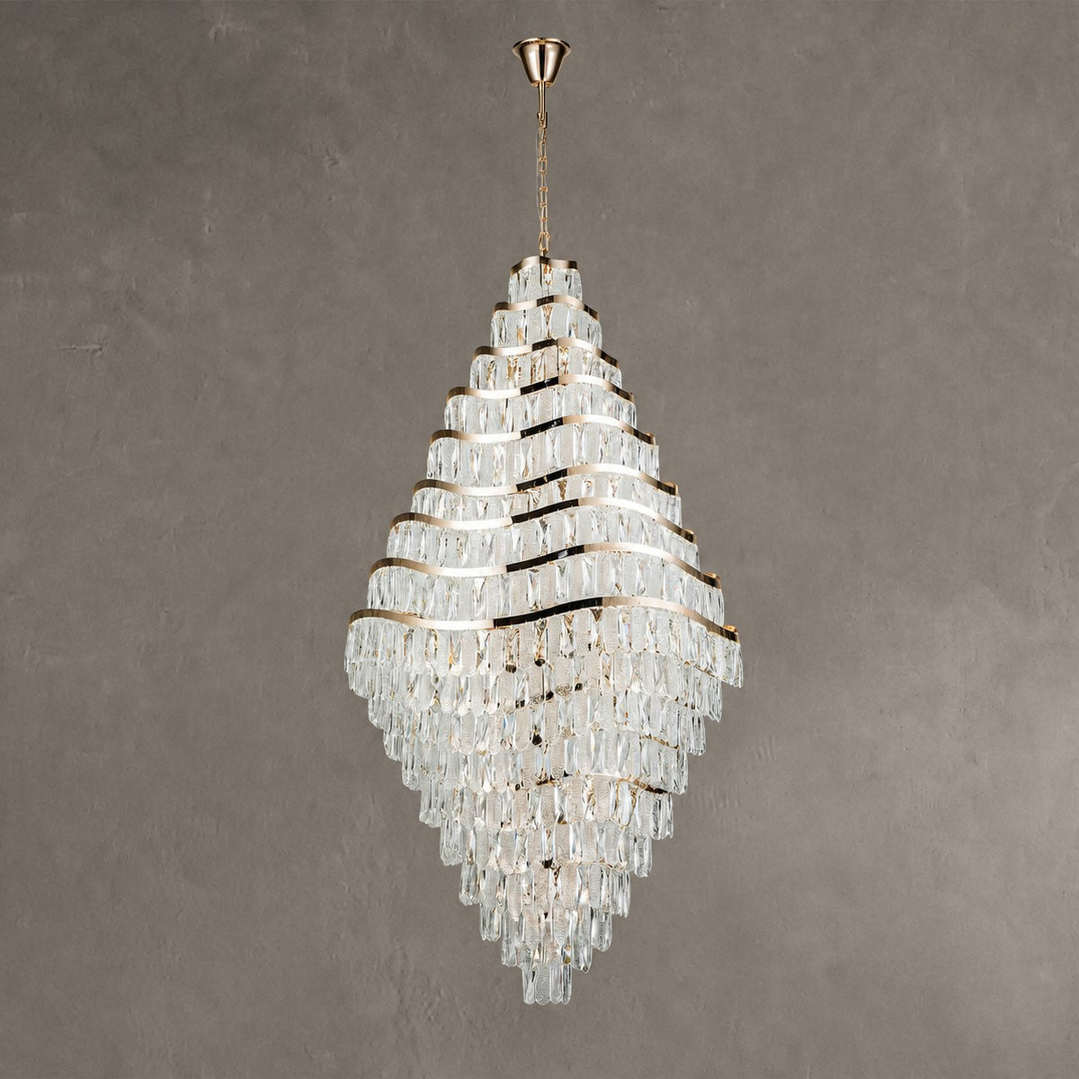 New Luxury Wavy Multi-tiered Crystal Chandelier for Living Room