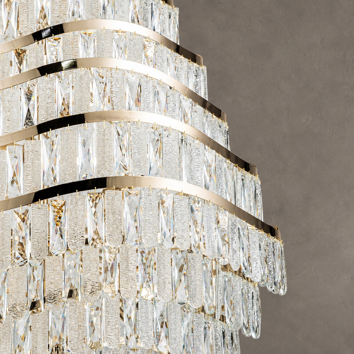 New Luxury Wavy Multi-tiered Crystal Chandelier for Living Room