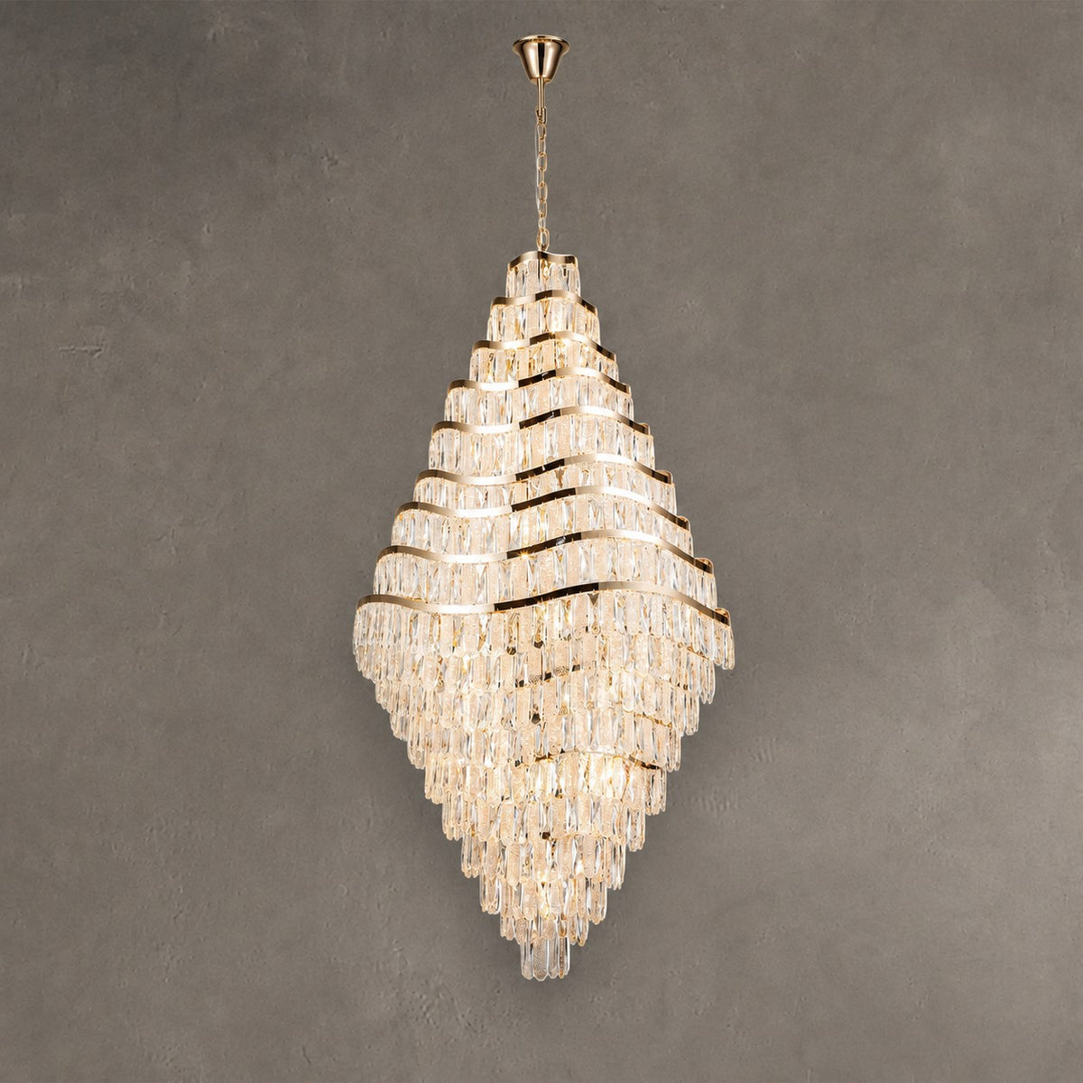 New Luxury Wavy Multi-tiered Crystal Chandelier for Living Room