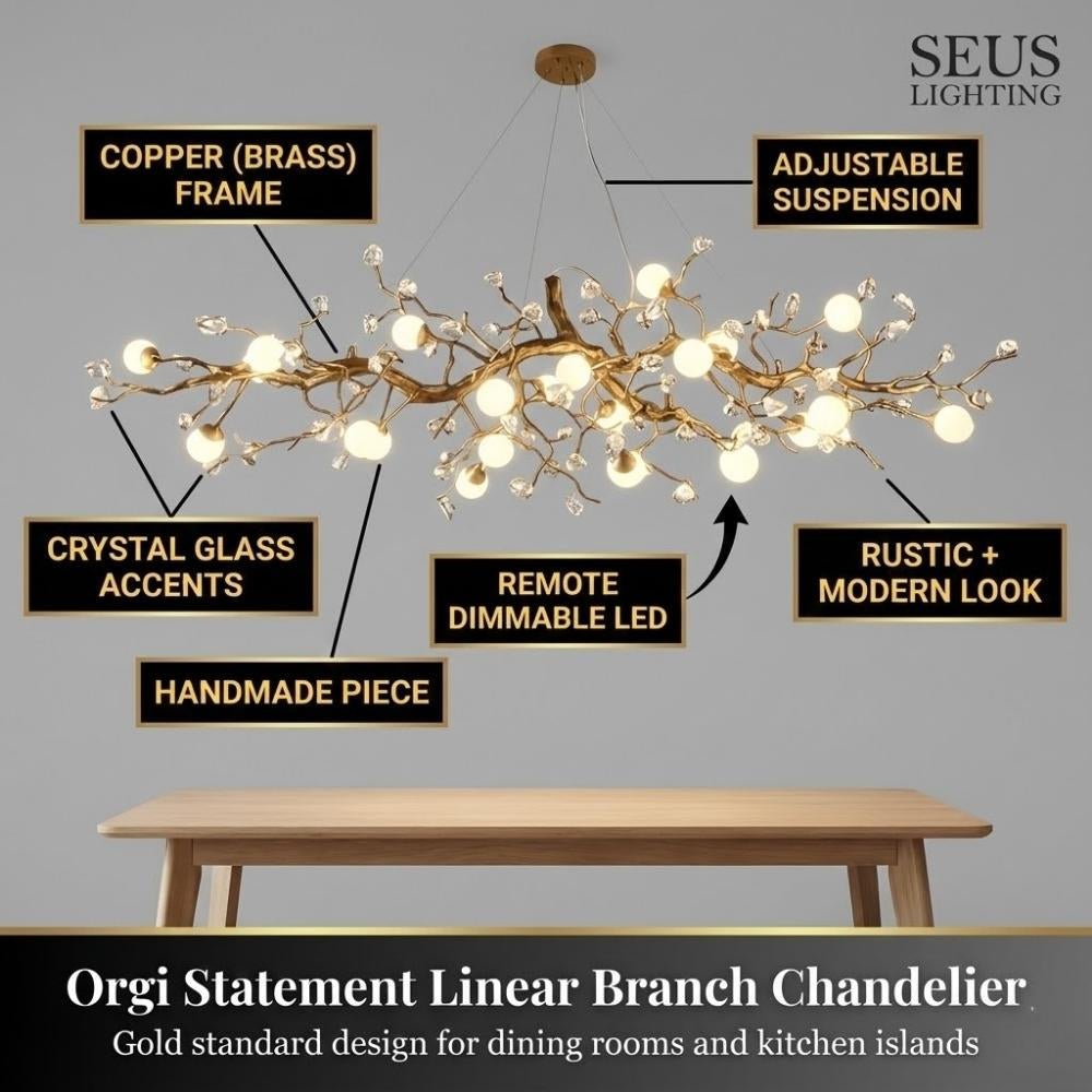Orgi Statement Linear Branch Chandelier - Gold47.24"(120cm)Warm white 3000KMerlinlamps