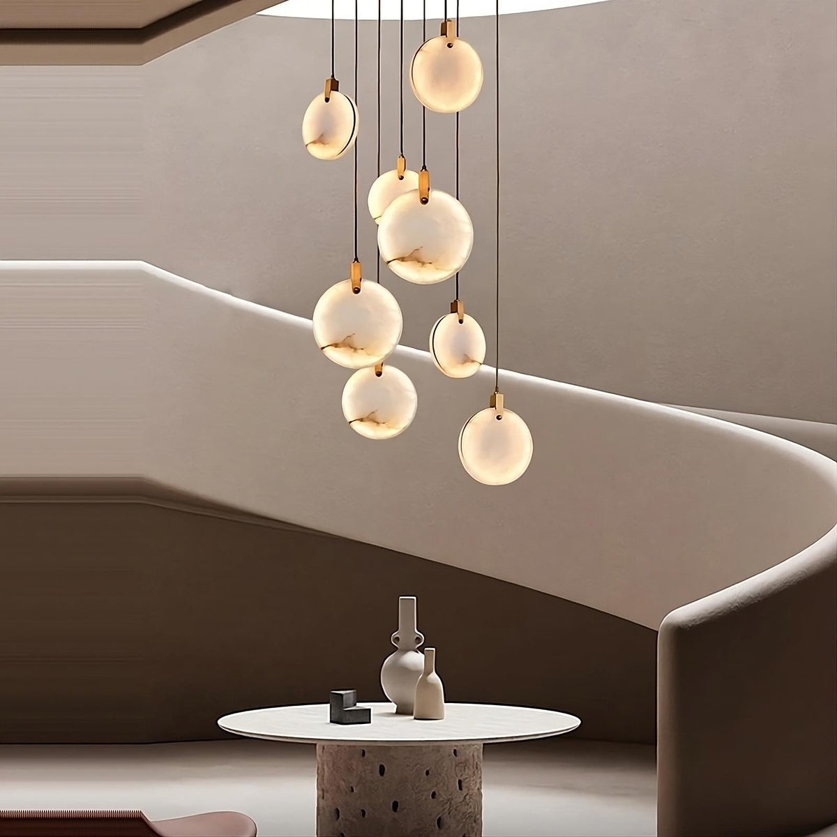 buyMoonshade Marble Disc Chandelier - Morsale