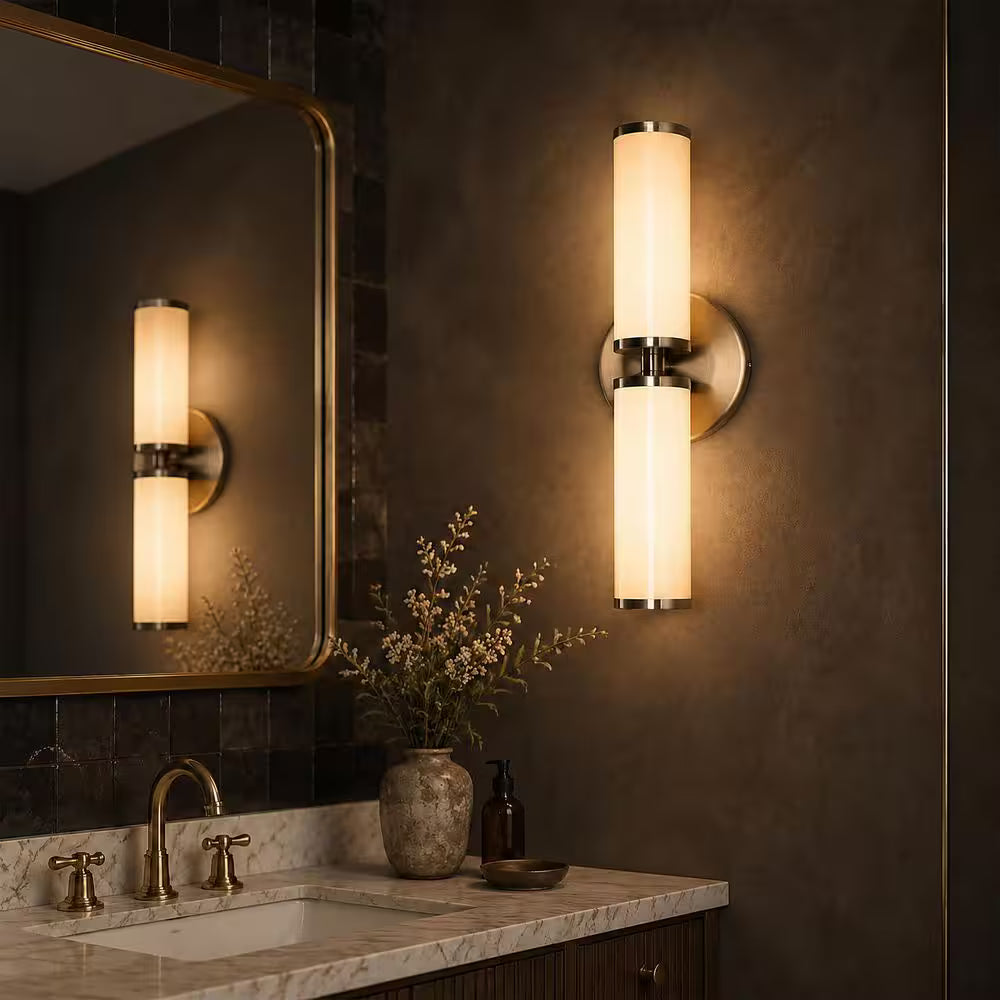 Kelvridge Modern Milk Glass 2-Light Wall Sconce
