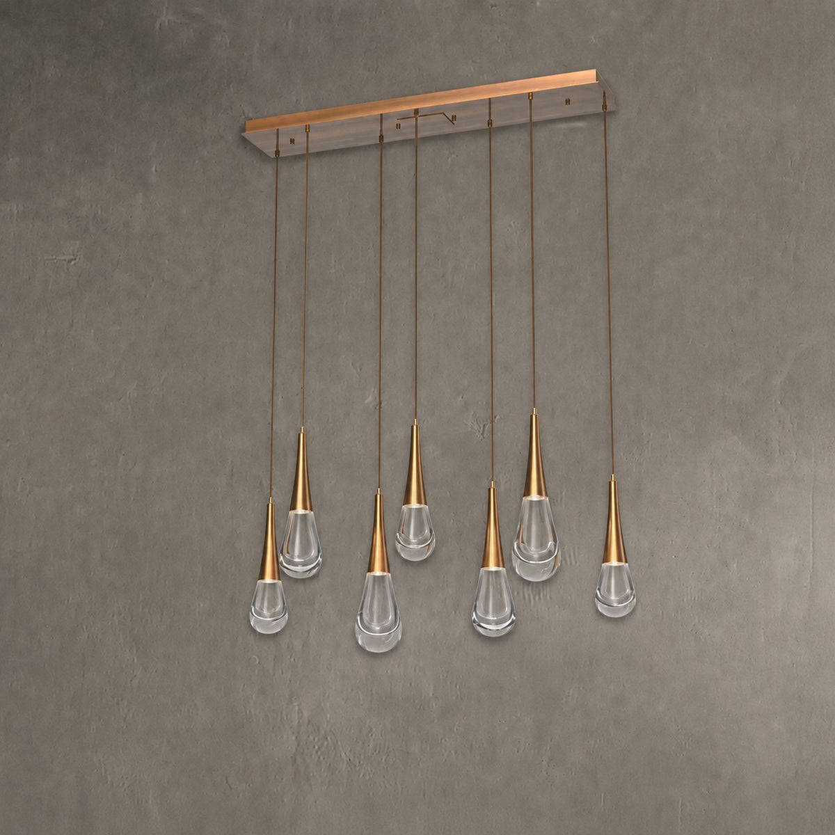 Pluvia 7-Light Linear Chandelier Pendant For Living room Family room Dining Room Bedroom