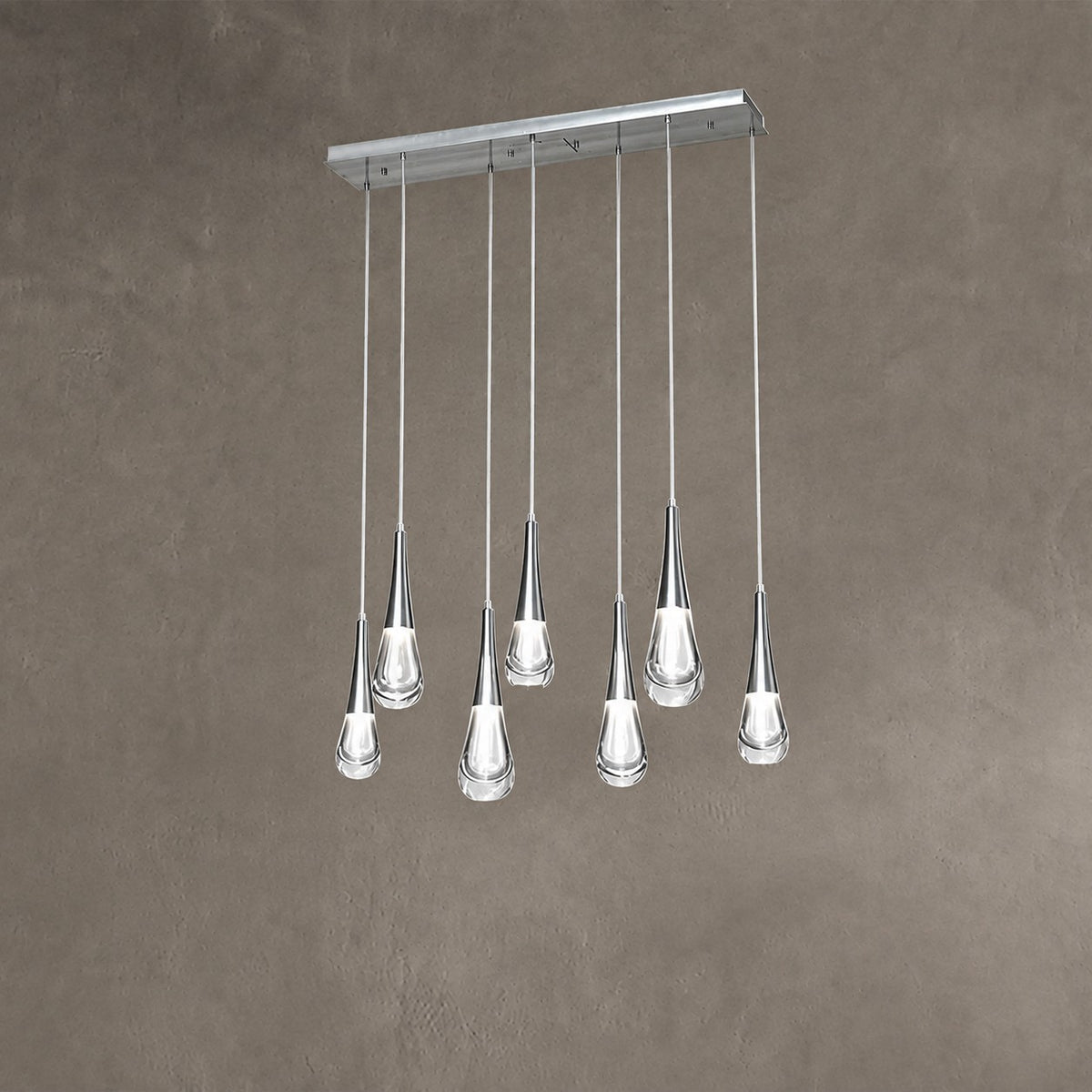 Pluvia 7-Light Linear Chandelier Pendant For Living room Family room Dining Room Bedroom