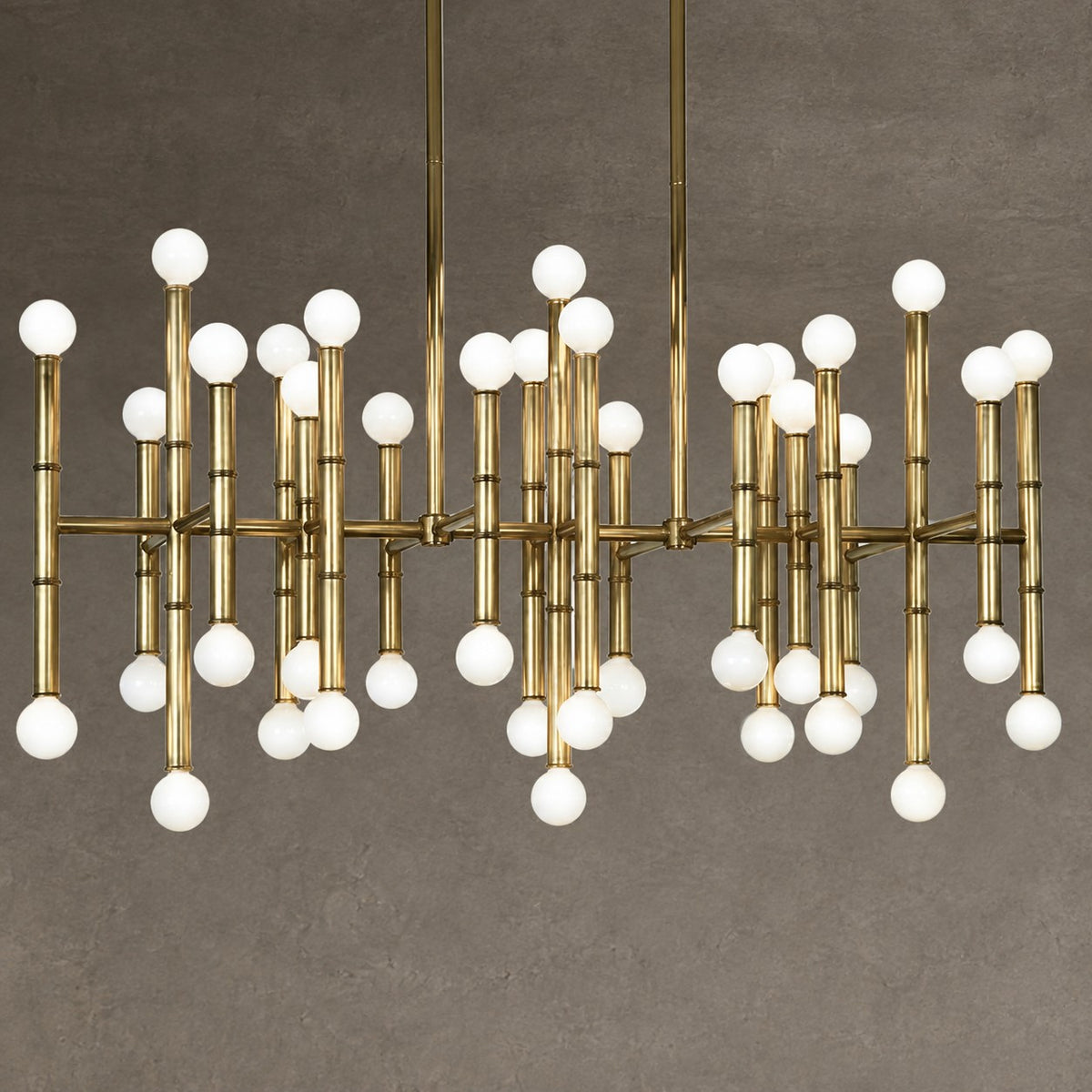 Post Modern Bamboo Style Linear Chandelier For Living Room God Iron Design Dining Table Ceiling Light