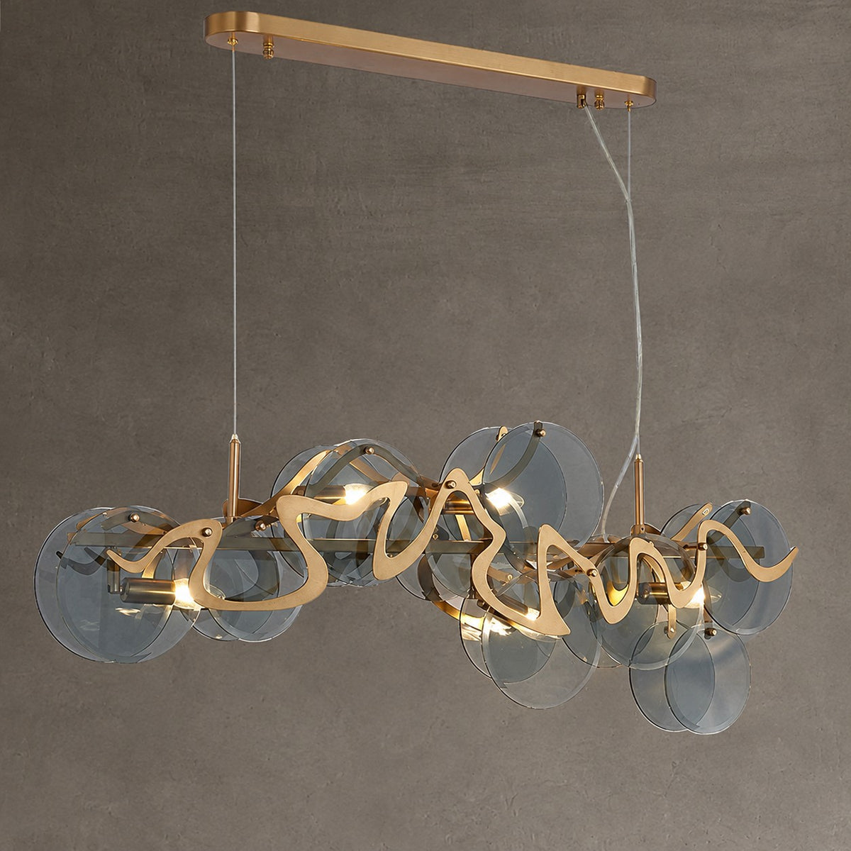 Post-modern Light Luxury Minimalist Round Glass Cluster Chandelier for Dining/Living Room/Bedroom