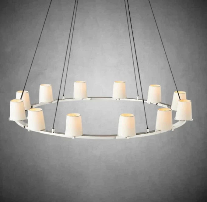 Elegant Fabric Shade Round Chandelier: Modern Orb Lighting for Dining Rooms