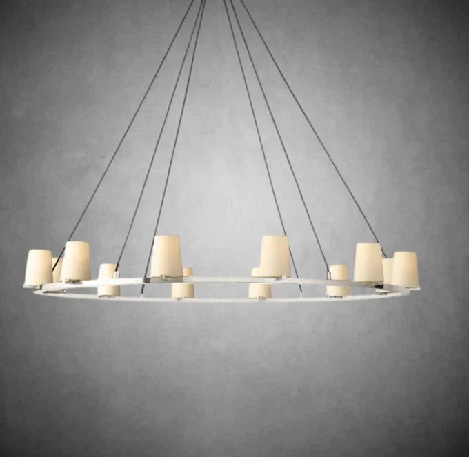 Elegant Fabric Shade Round Chandelier: Modern Orb Lighting for Dining Rooms
