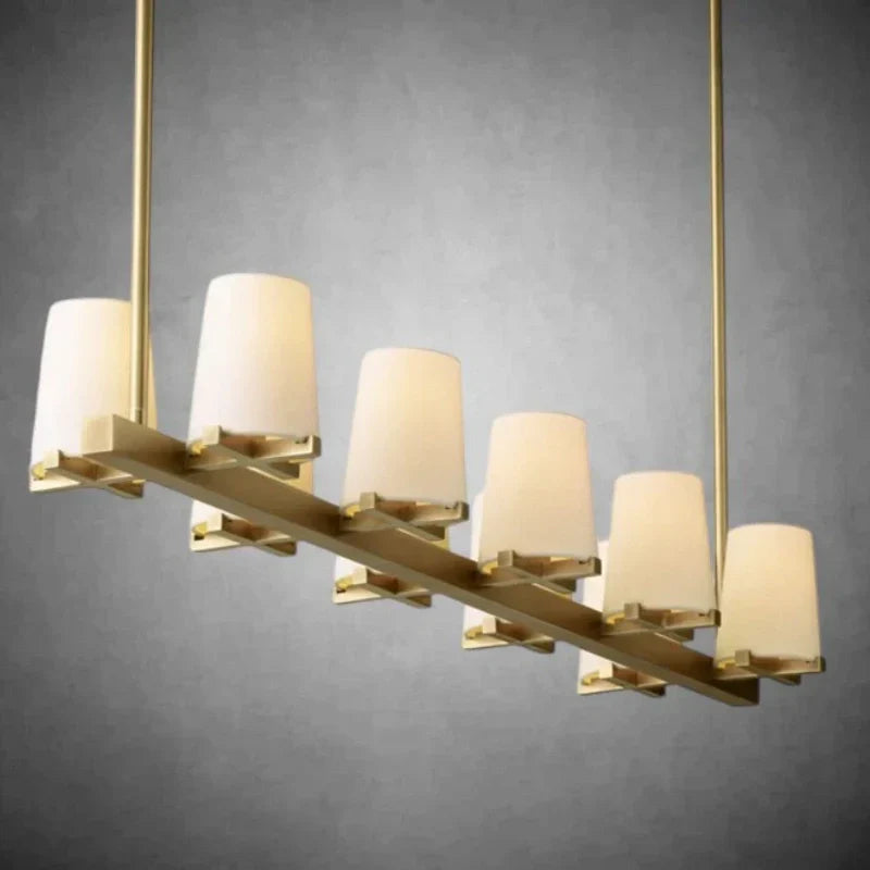 Elegant Fabric Shade Linear Chandelier: Modern Lighting for Dining Rooms & Kitchens