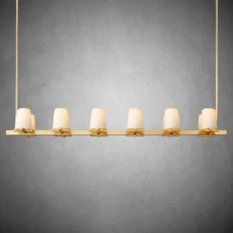 Elegant Fabric Shade Linear Chandelier: Modern Lighting for Dining Rooms & Kitchens
