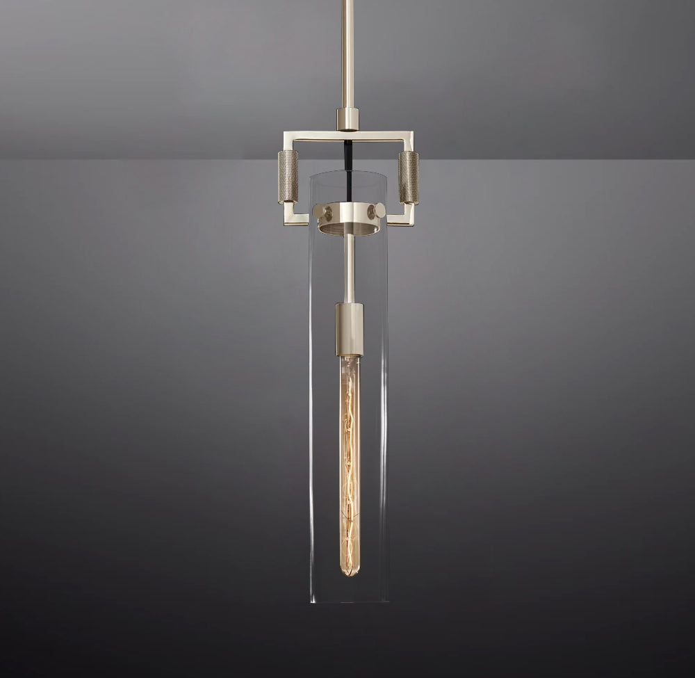 Queena Modern Machinist Glass Cylinder Pendant Light