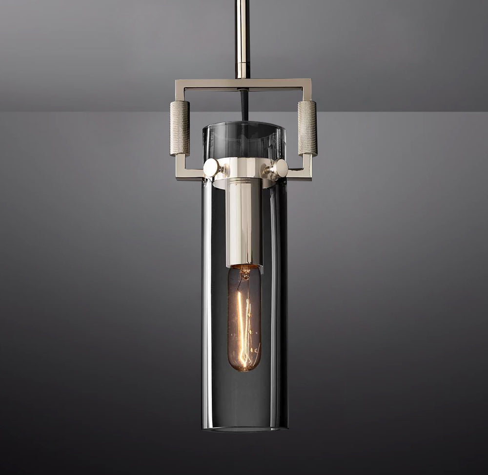 Queena Modern Machinist Glass Cylinder Pendant Light