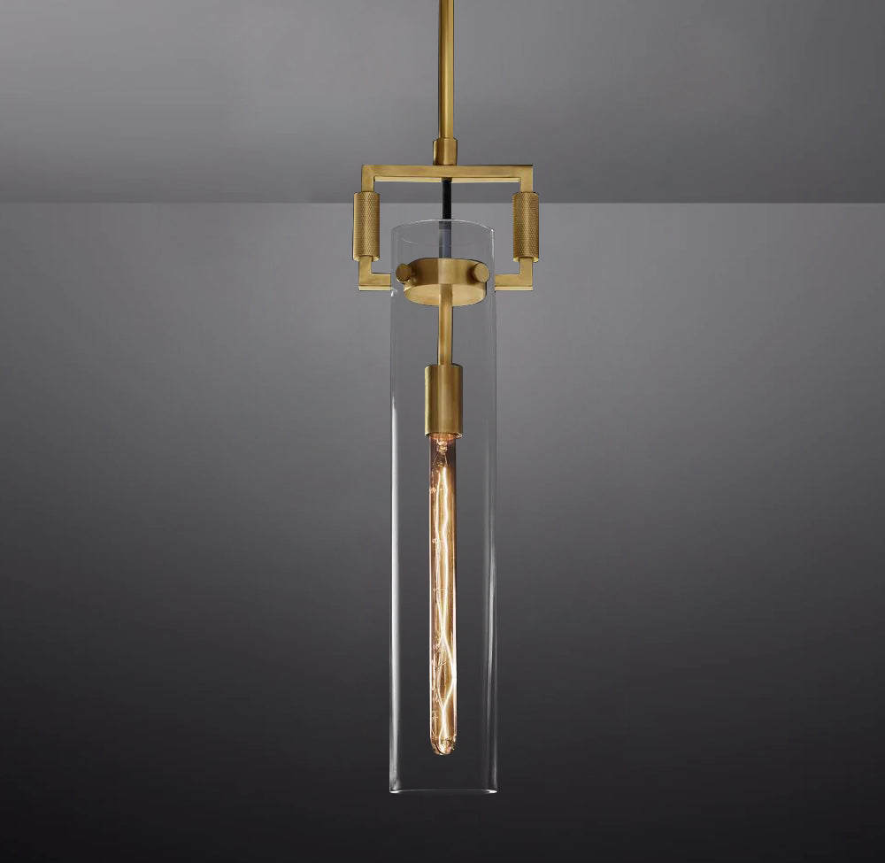Queena Modern Machinist Glass Cylinder Pendant Light