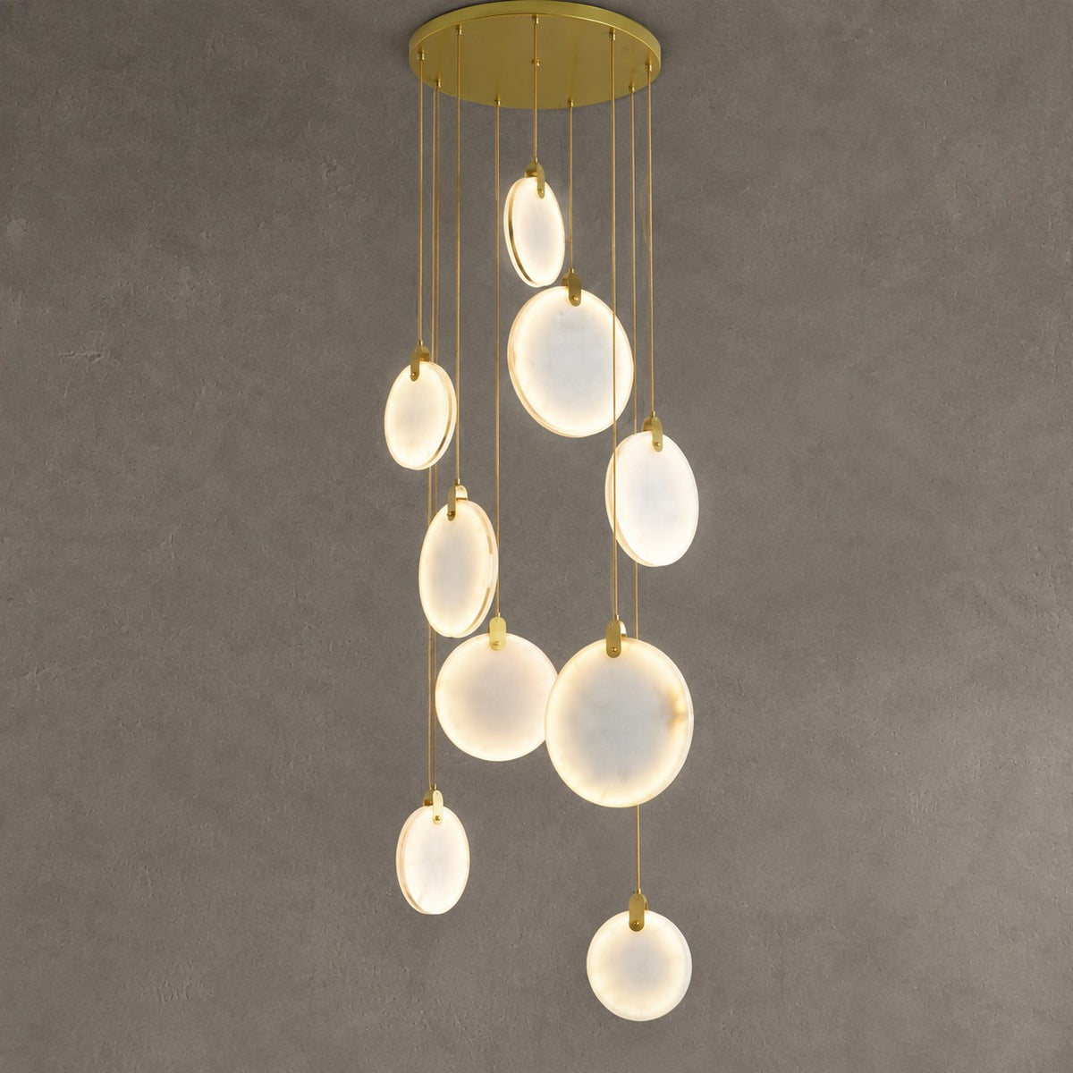 Queenie marble disc Long Round chandelier For Loft