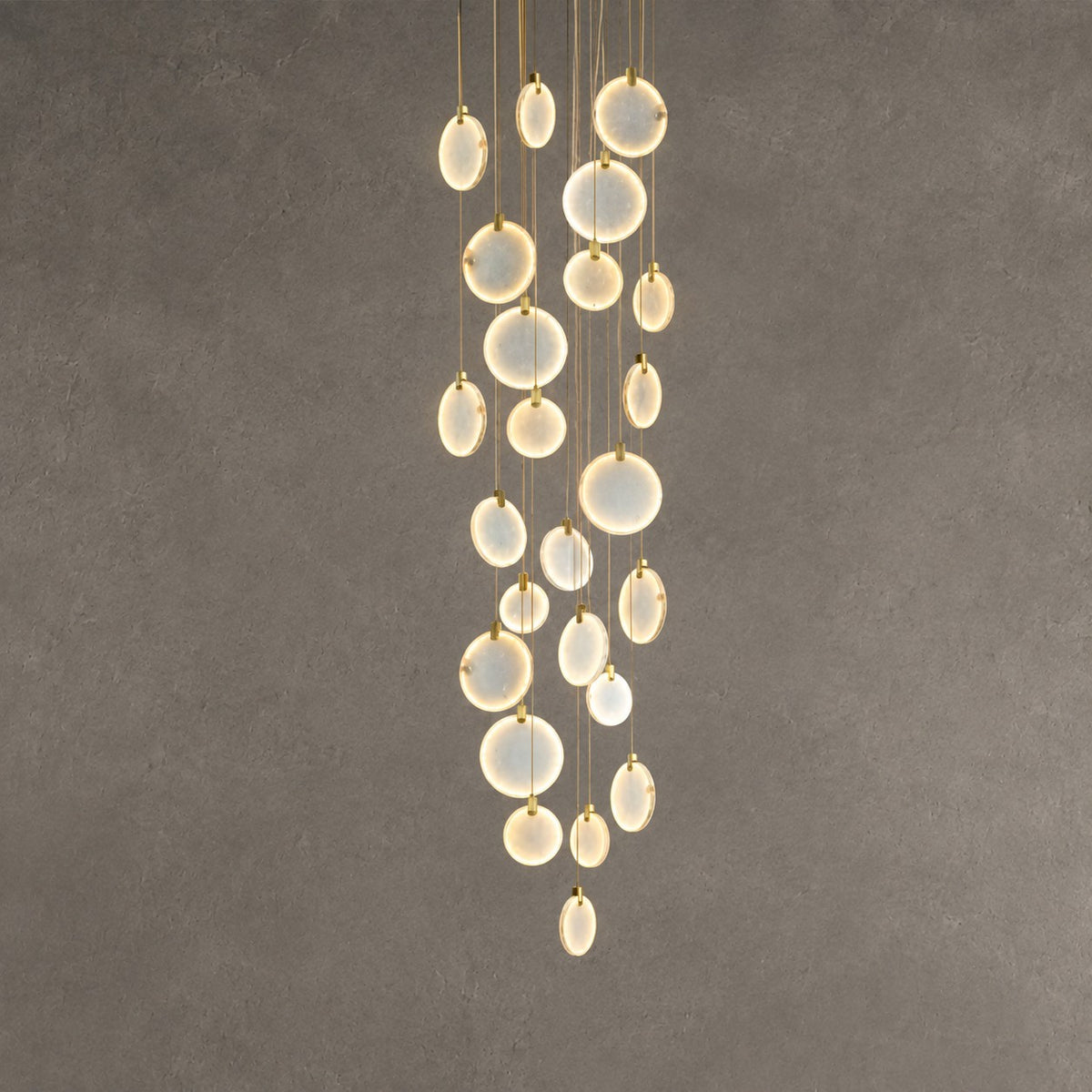 Queenie marble disc Long Round chandelier For Loft