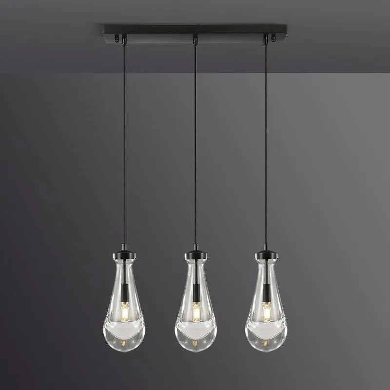 Elegant Rain Drops 3-Light Rectangular Chandelier with Custom Finishes