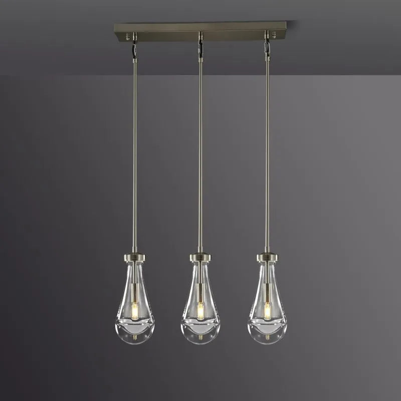 Elegant Rain Drops 3-Light Rectangular Chandelier with Custom Finishes