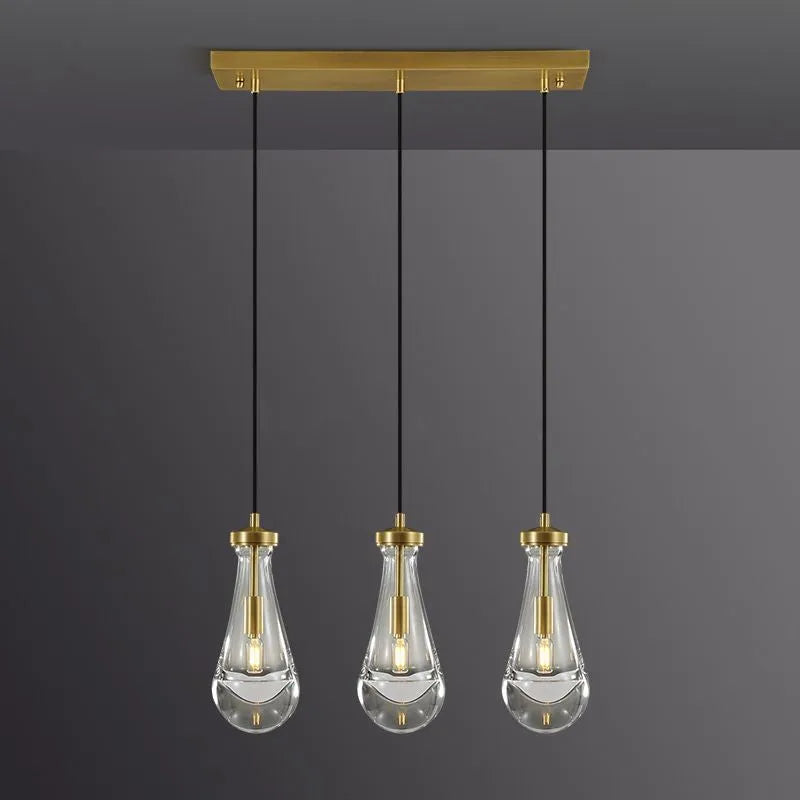 Elegant Rain Drops 3-Light Rectangular Chandelier with Custom Finishes
