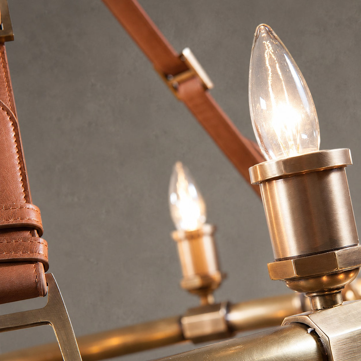 Redford Leather Round Chandelier
