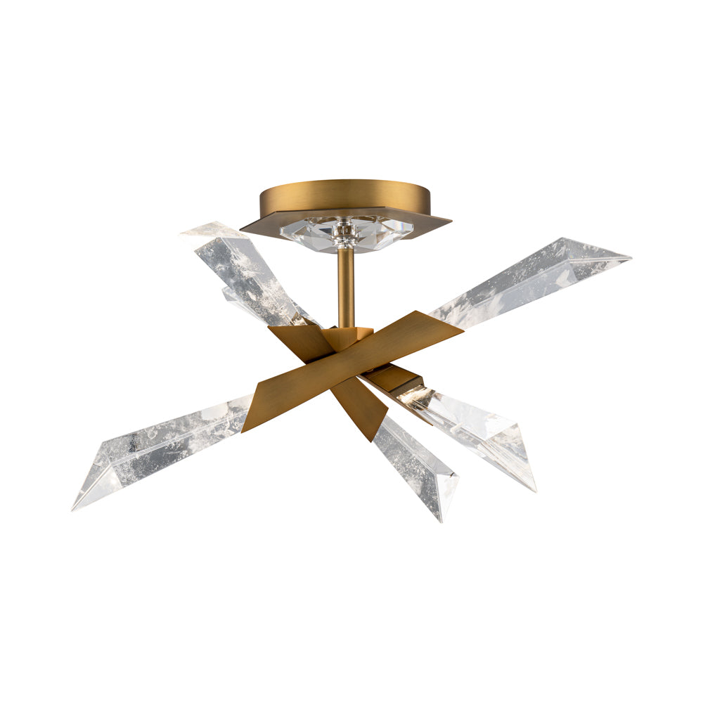 Solitude LED Semi Flush Mount Ceiling Light in Aged Brass (Small).